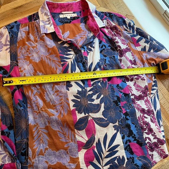 Xirena "PINK BECK" TOP IN SUNSET" Long Sleeve Blouse Size Medium 100% Cotton - Picture 12 of 14